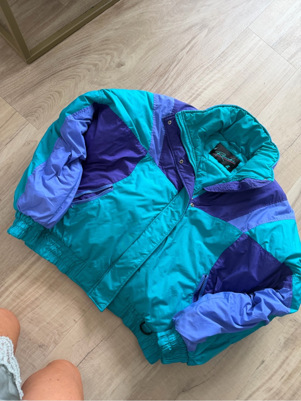 Vintage 80s 90s Raewirks Colorblock Ski Jacket Teal Purple Medium